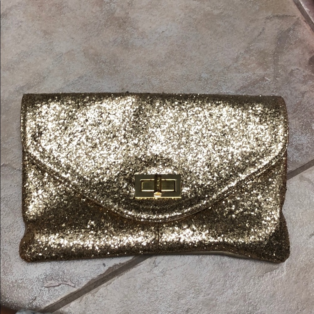 Aldo gold sequin clutch
